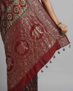 Handblock Bagru Print Handwoven Saree - Image 2