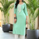 Green Yoke Design Rayon Straight Kurta