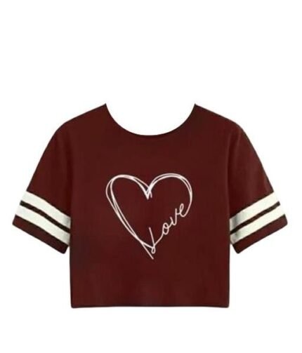 Printed Full Sleeve Crop Tshirt for Women