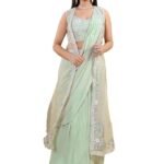 Ready to Wear Saree with Shrug Jacket for Women | Georgette One Minute Saree with Stitched Blouse | Stylish Saree Gown for Weddings and Festive Celebrations