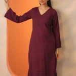 Maroon Solid Rayon Straight Kurta