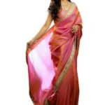 Women's Tissue Embellished Lace Work Saree with Unstitched Blouse Piece