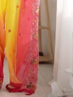 Women's Multicolor Georgette Embroidered Saree With Unstitched Blouse - Image 3