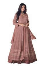 Women's Maxi Anarkali Dress (122-PINK_Pink_Free Size)