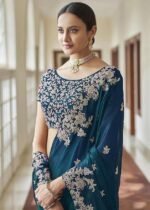 Women's Rangoli Silk Heavy Embroidred saree - Image 3