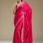 Rani Pink Swarovski Satin Saree
