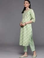 Green Yoke Design Cotton Silk Kurta - Image 4