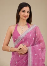 Onion Pink Zariwork Tissue Saree