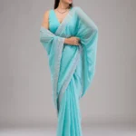 Sky Blue Stonework Georgette Saree