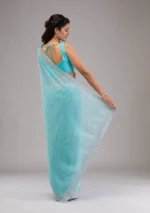 Sky Blue Stonework Georgette Saree - Image 2